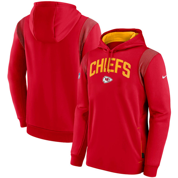Men's Kansas City Chiefs Red Sideline Stack Performance Pullover Hoodie 002